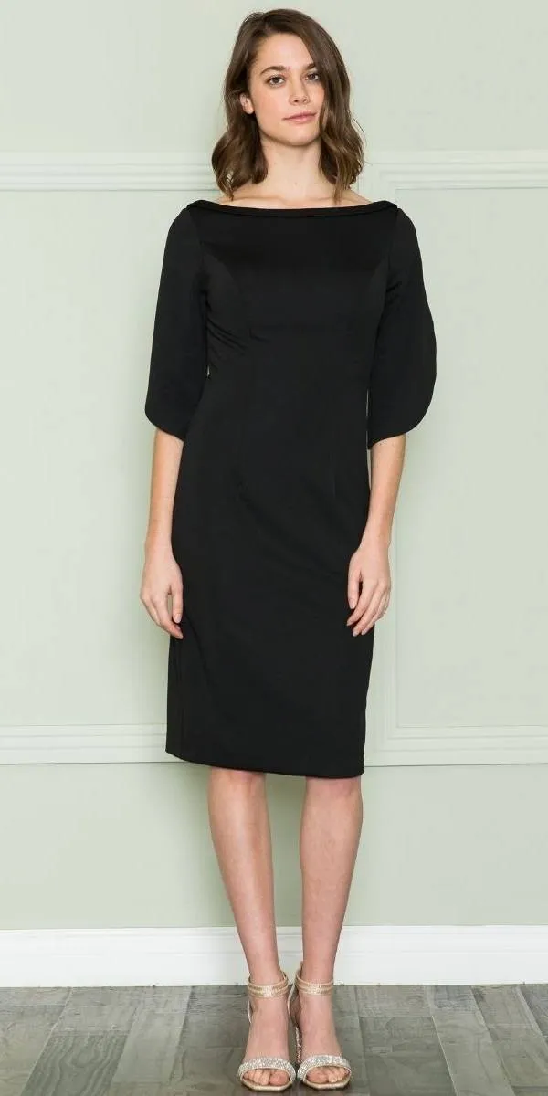 Poly USA 8772 Knee Length Heavy Jersey Boat Neck Dress