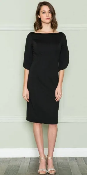 Poly USA 8772 Knee Length Heavy Jersey Boat Neck Dress
