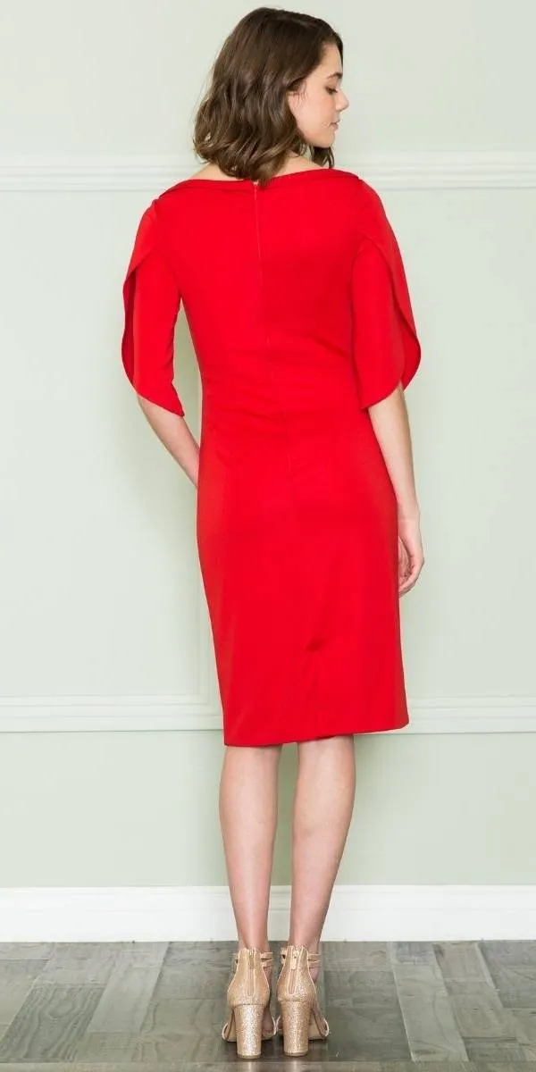 Poly USA 8772 Knee Length Heavy Jersey Boat Neck Dress