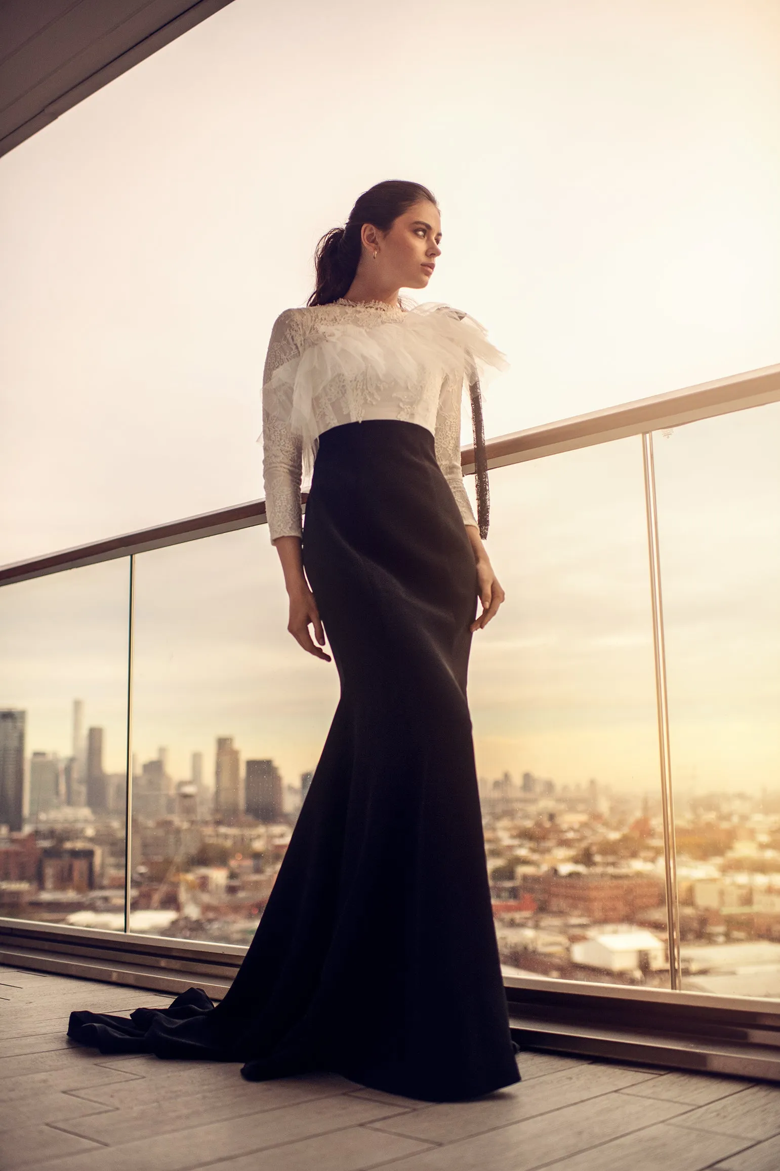 Powder • Black and White High Waist Gown