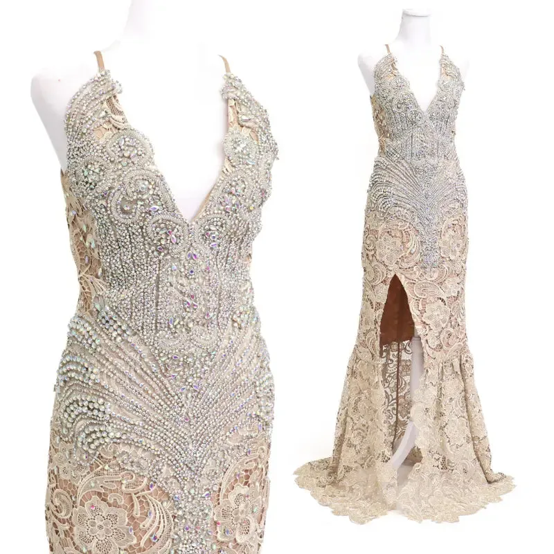 Pre Owned: Champagne Gown. Size Medium/6.