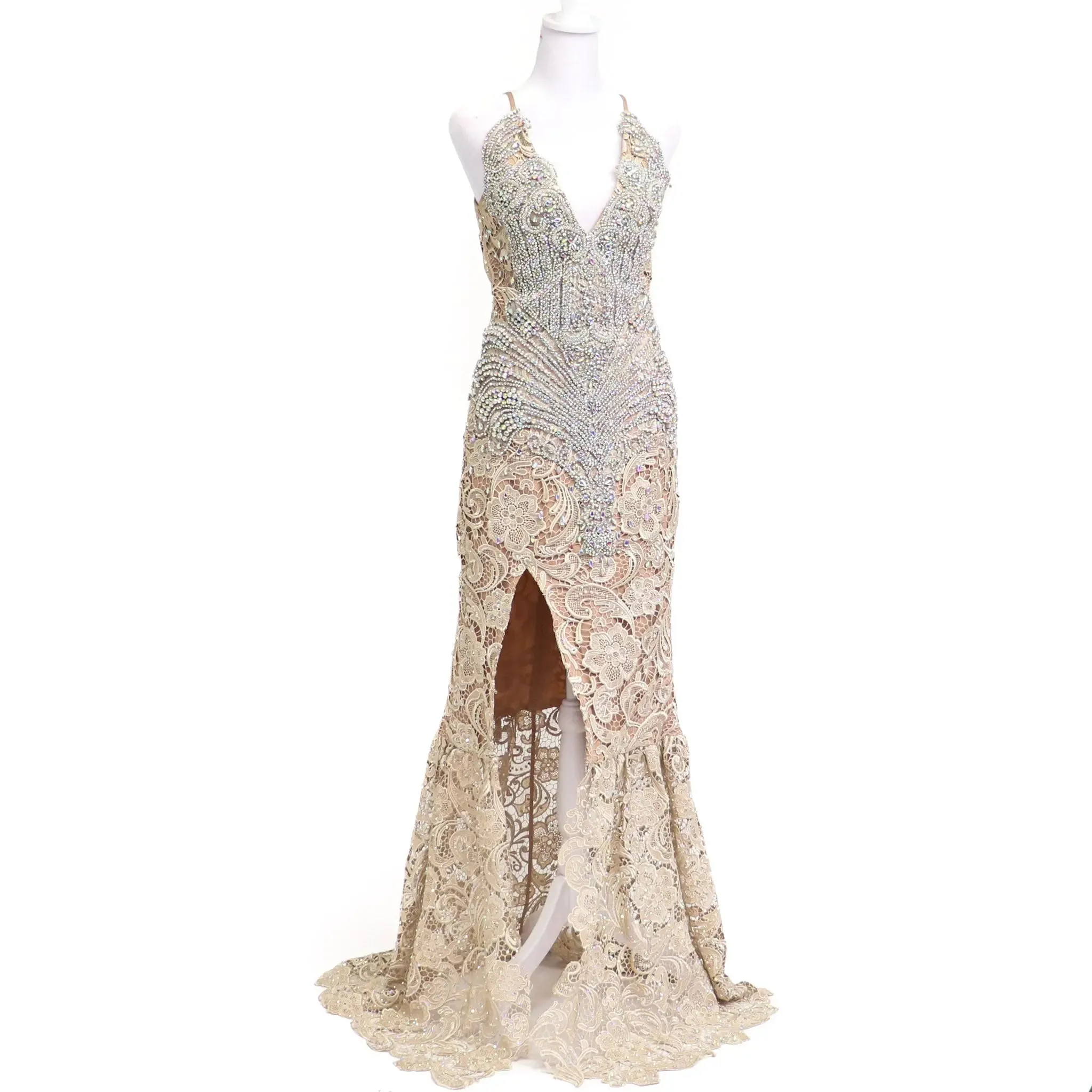 Pre Owned: Champagne Gown. Size Medium/6.