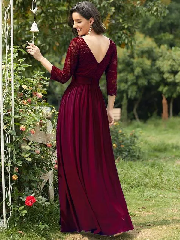 Pricilla lace and chiffon dress in burgundy s22 Express NZ wide