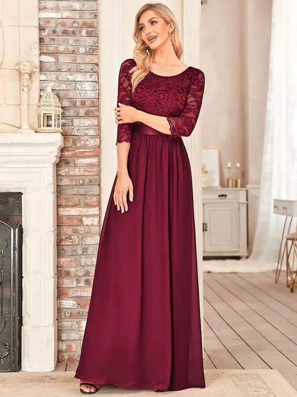 Pricilla lace and chiffon dress in burgundy s22 Express NZ wide
