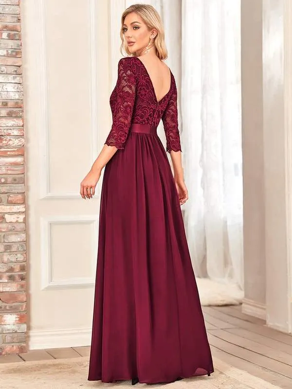 Pricilla lace and chiffon dress in burgundy s22 Express NZ wide