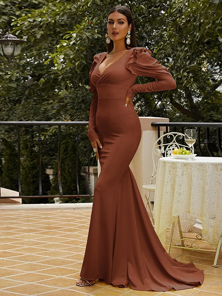 Puff Sleeve Mermaid Maxi Dress M02080