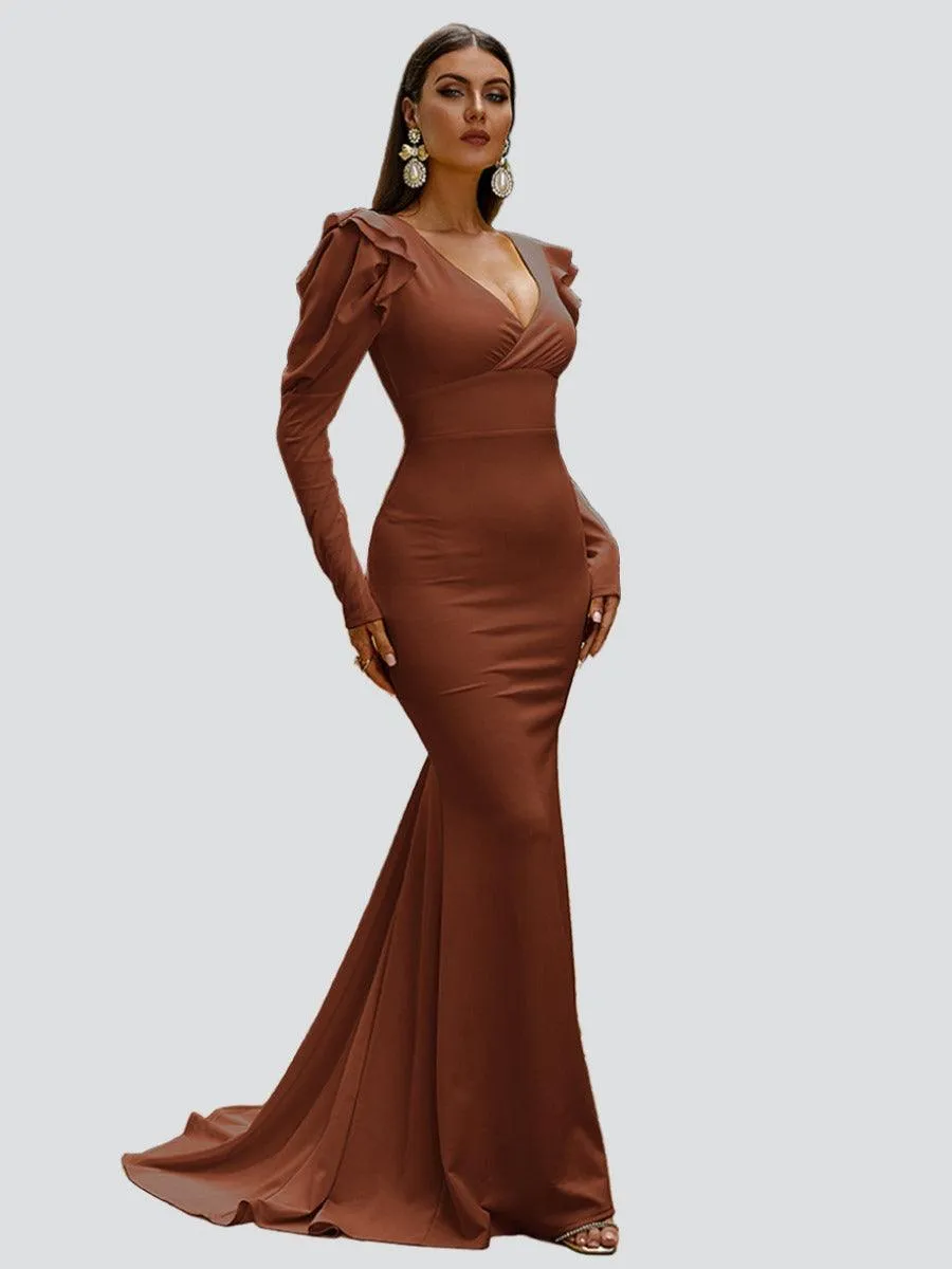 Puff Sleeve Mermaid Maxi Dress M02080