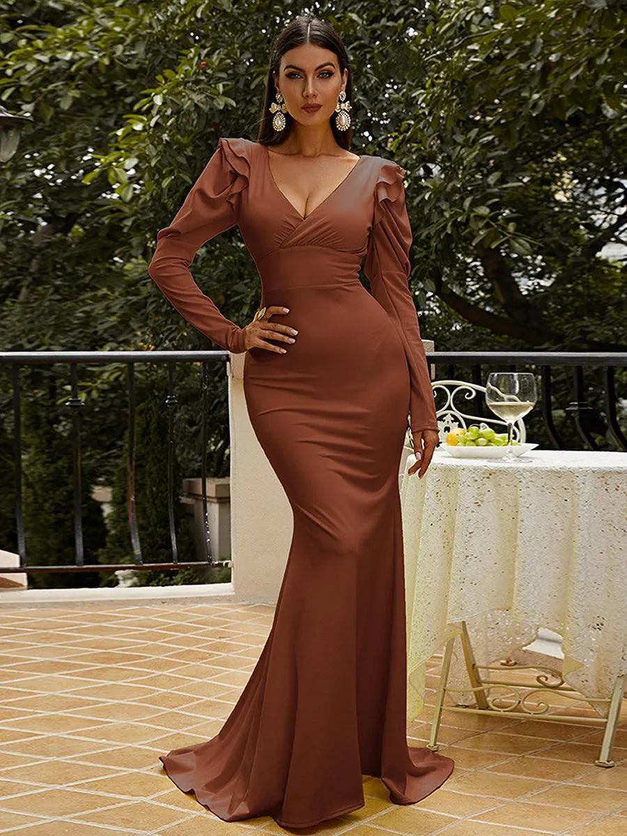 Puff Sleeve Mermaid Maxi Dress M02080