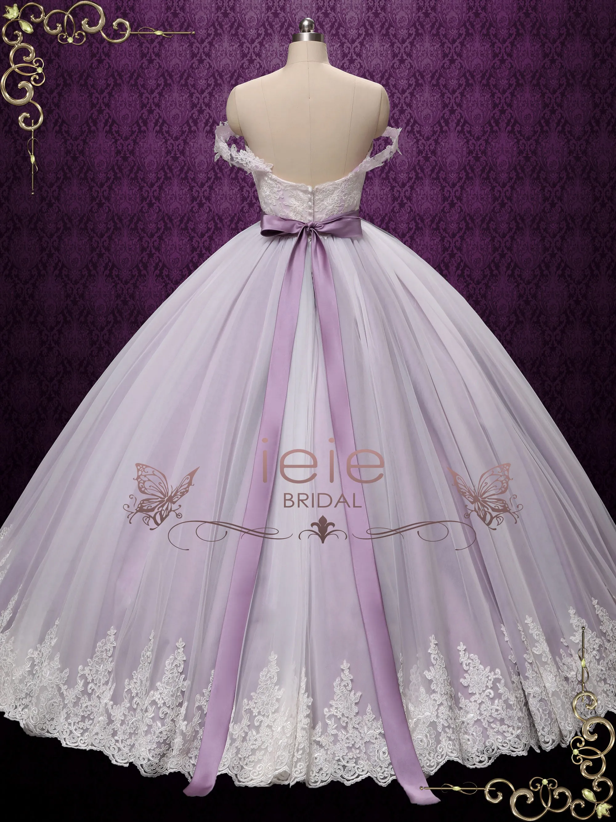 Purple Ball Gown Off Shoulder Wedding Dress | VARLEY