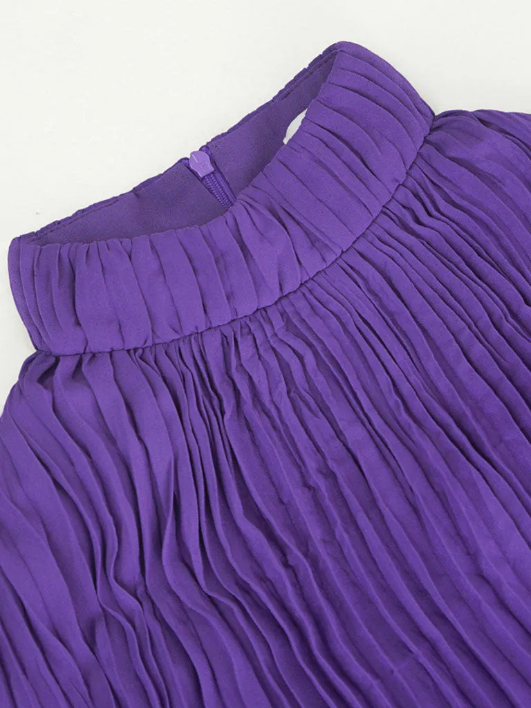 Purple Lantern Long Sleeve Romantic Chiffon Dress
