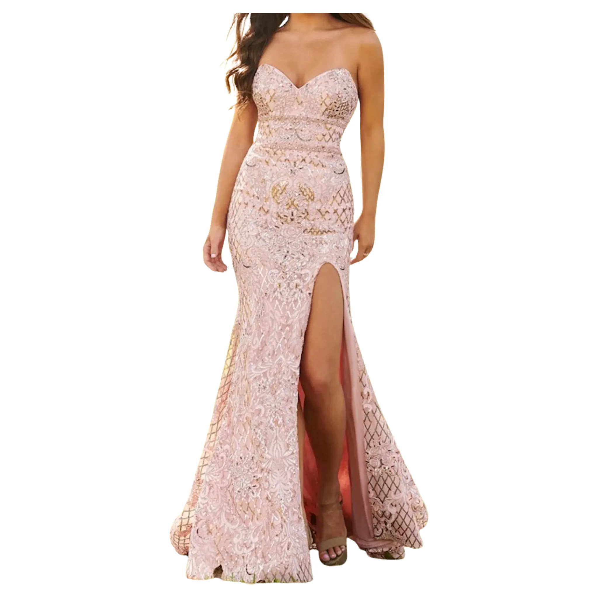 RACHEL ALLAN Style 7020 Long Gown Blush Size 0