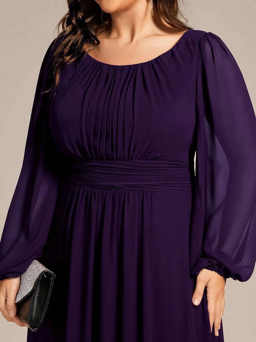 Rachel Plus Size boat neck full sleeve evening or bridesmaid gown