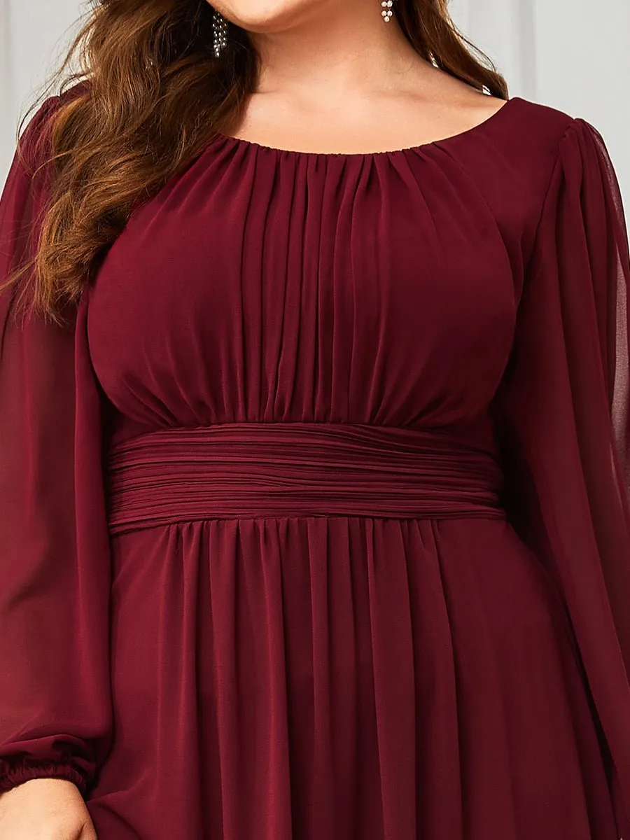 Rachel Plus Size boat neck full sleeve evening or bridesmaid gown