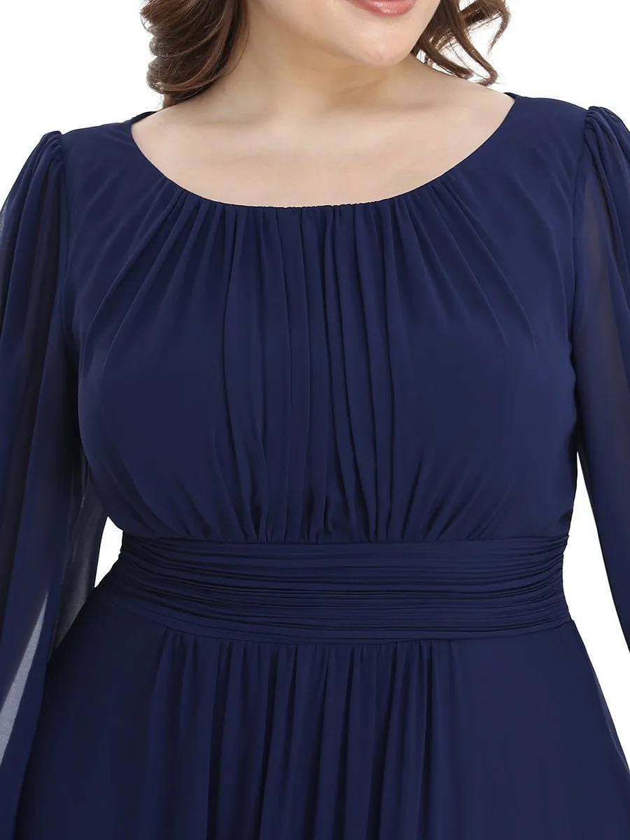 Rachel plus size boat neck full sleeve gown in navy s22 Express NZ wide
