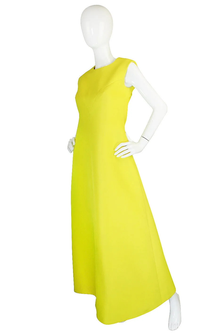 Rare 1960s Custom Sculptural Yellow Givenchy Gown