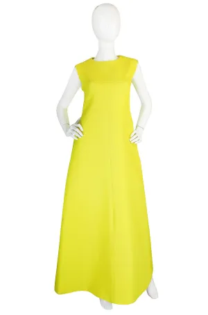 Rare 1960s Custom Sculptural Yellow Givenchy Gown
