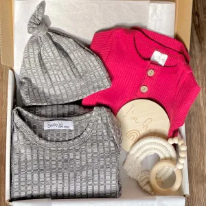 Red Henley   Grey Knotted Gown Gift Set