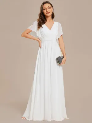 Reena Ivory chiffon wedding dress with sleeve Express NZ wide