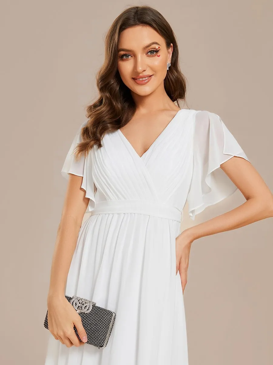 Reena Ivory chiffon wedding dress with sleeve Express NZ wide