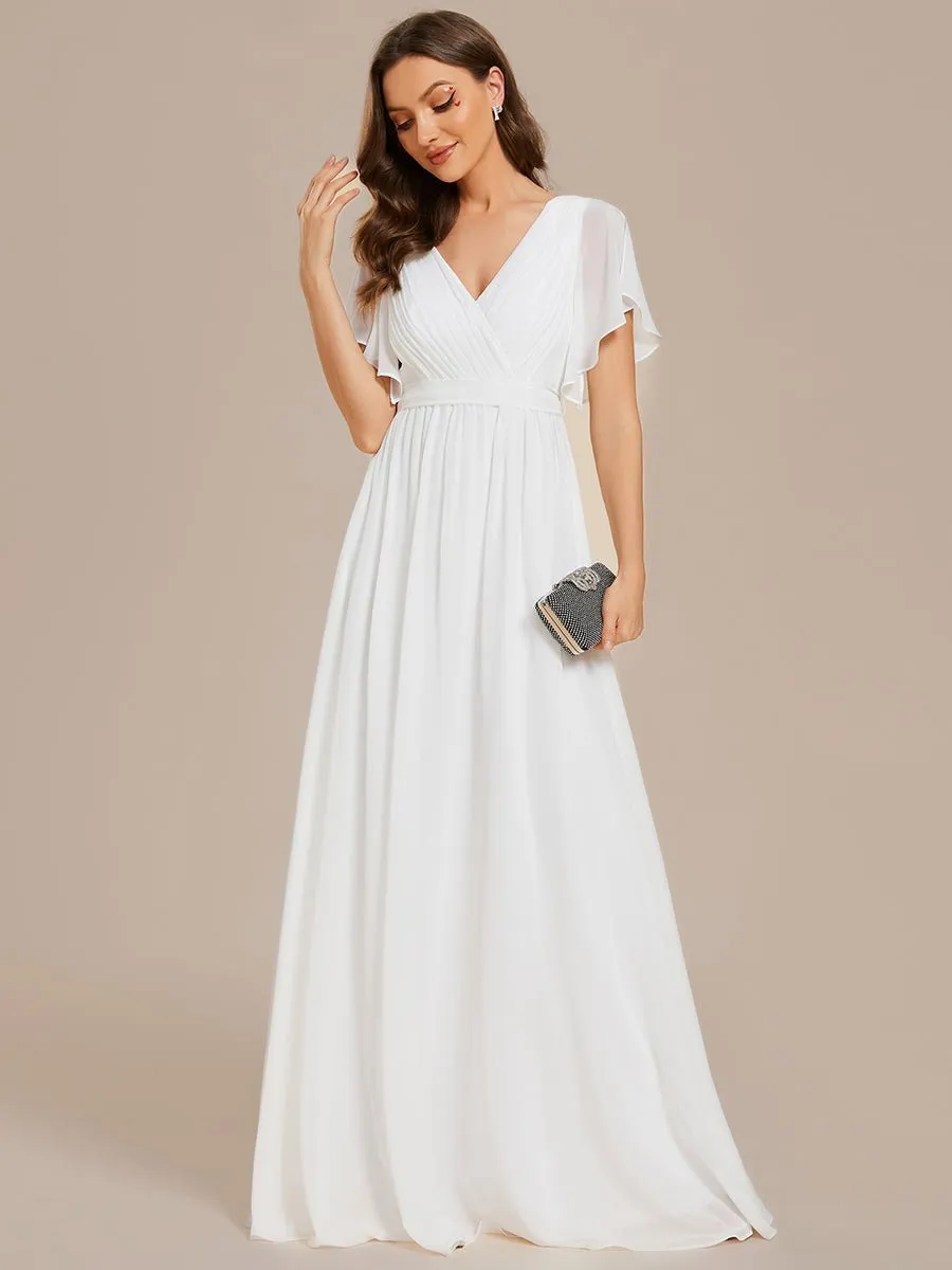 Reena Ivory chiffon wedding dress with sleeve Express NZ wide