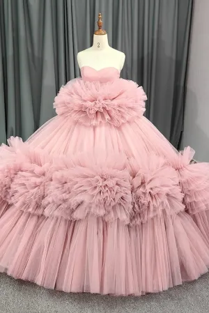 Romantic Strapless Sleeveless Ball Gown Backless Quinceanera Dresses