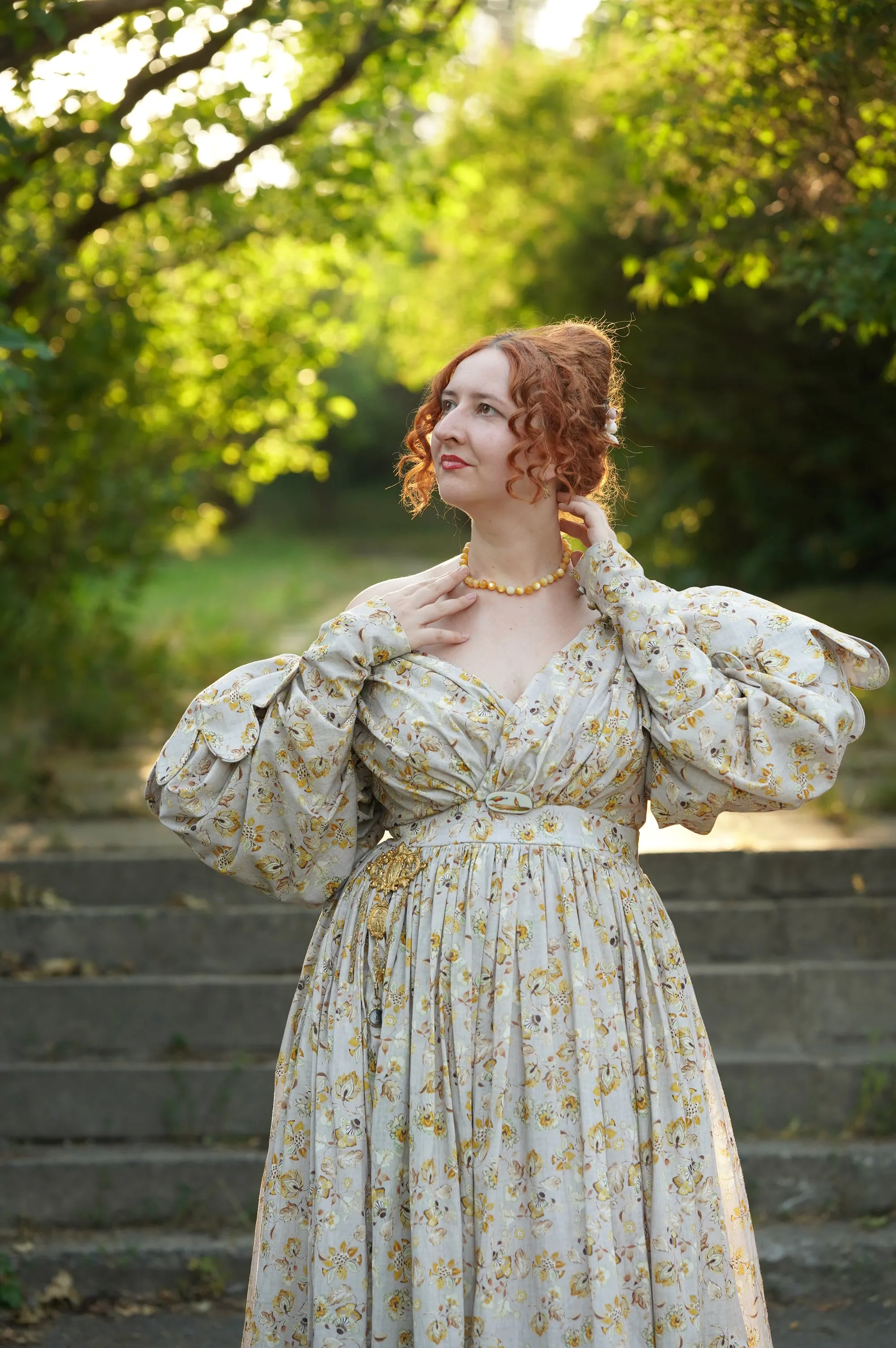 Romanticism style 19th Century cotton gown
