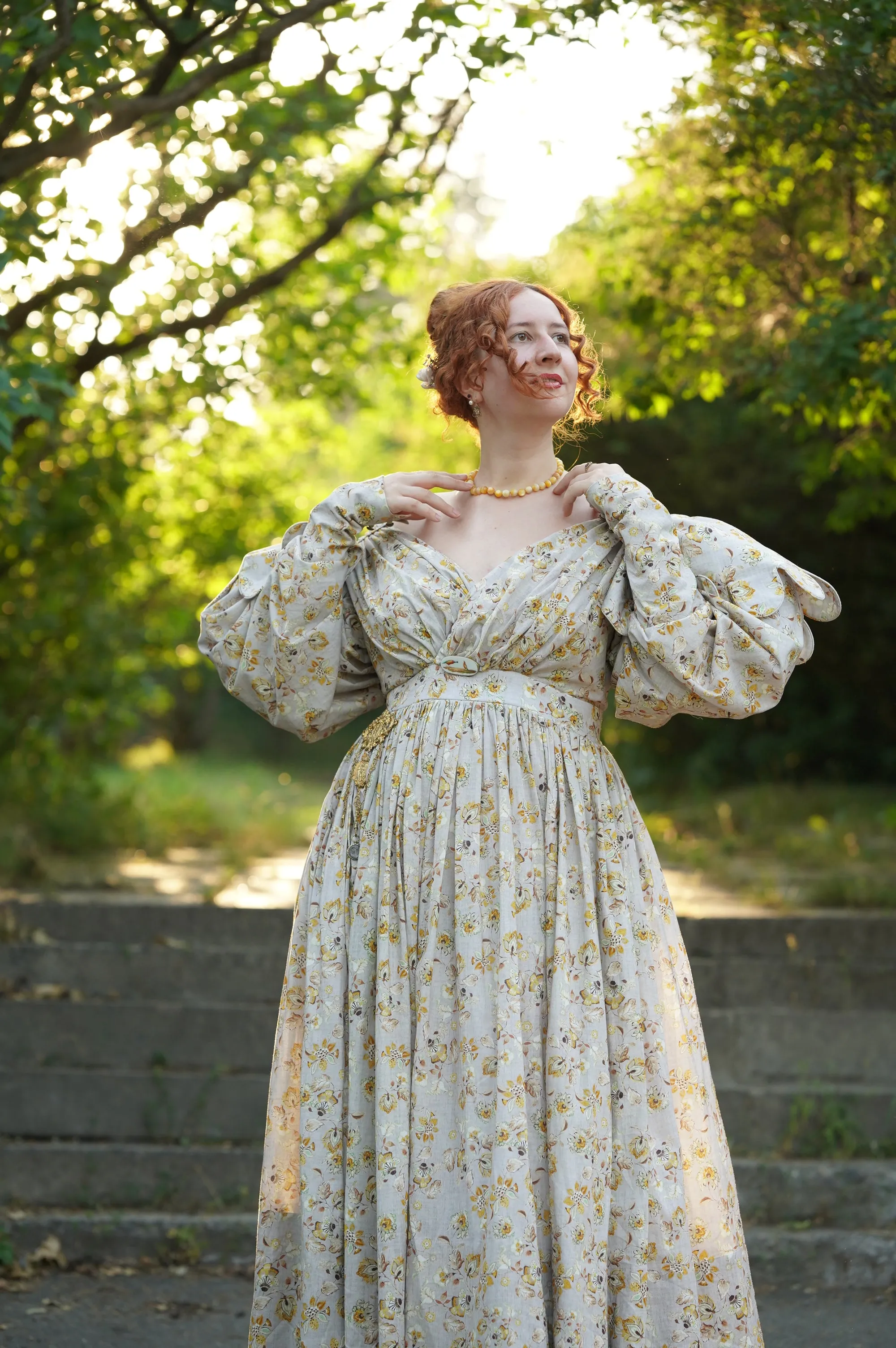 Romanticism style 19th Century cotton gown