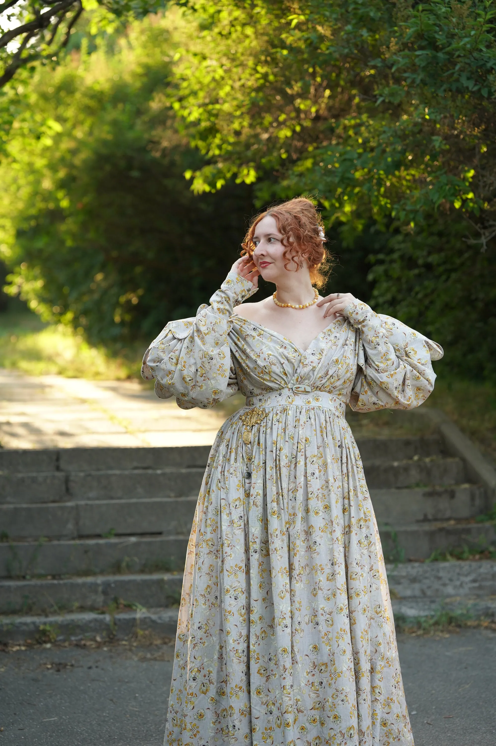 Romanticism style 19th Century cotton gown