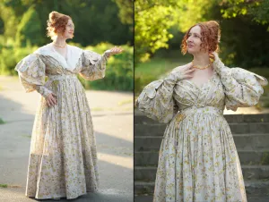 Romanticism style 19th Century cotton gown
