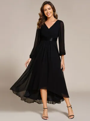 Romany Black Plus Size Evening High Low gown with Sleeves Express NZ Wide