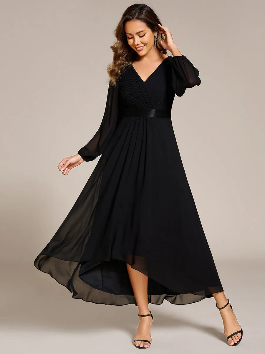 Romany Black Plus Size Evening High Low gown with Sleeves Express NZ Wide