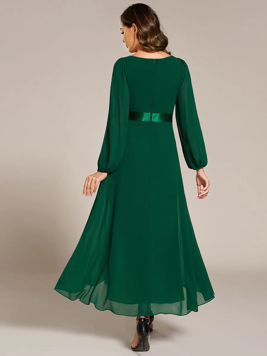 Romany Evening High Low gown with Sleeves in emerald green s12 Express NZ wide