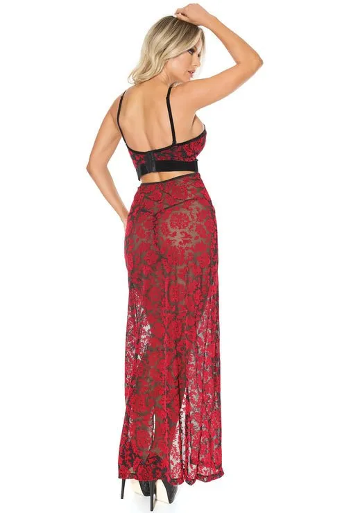 Rose Lace Halter Gown