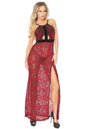 Rose Lace Halter Gown