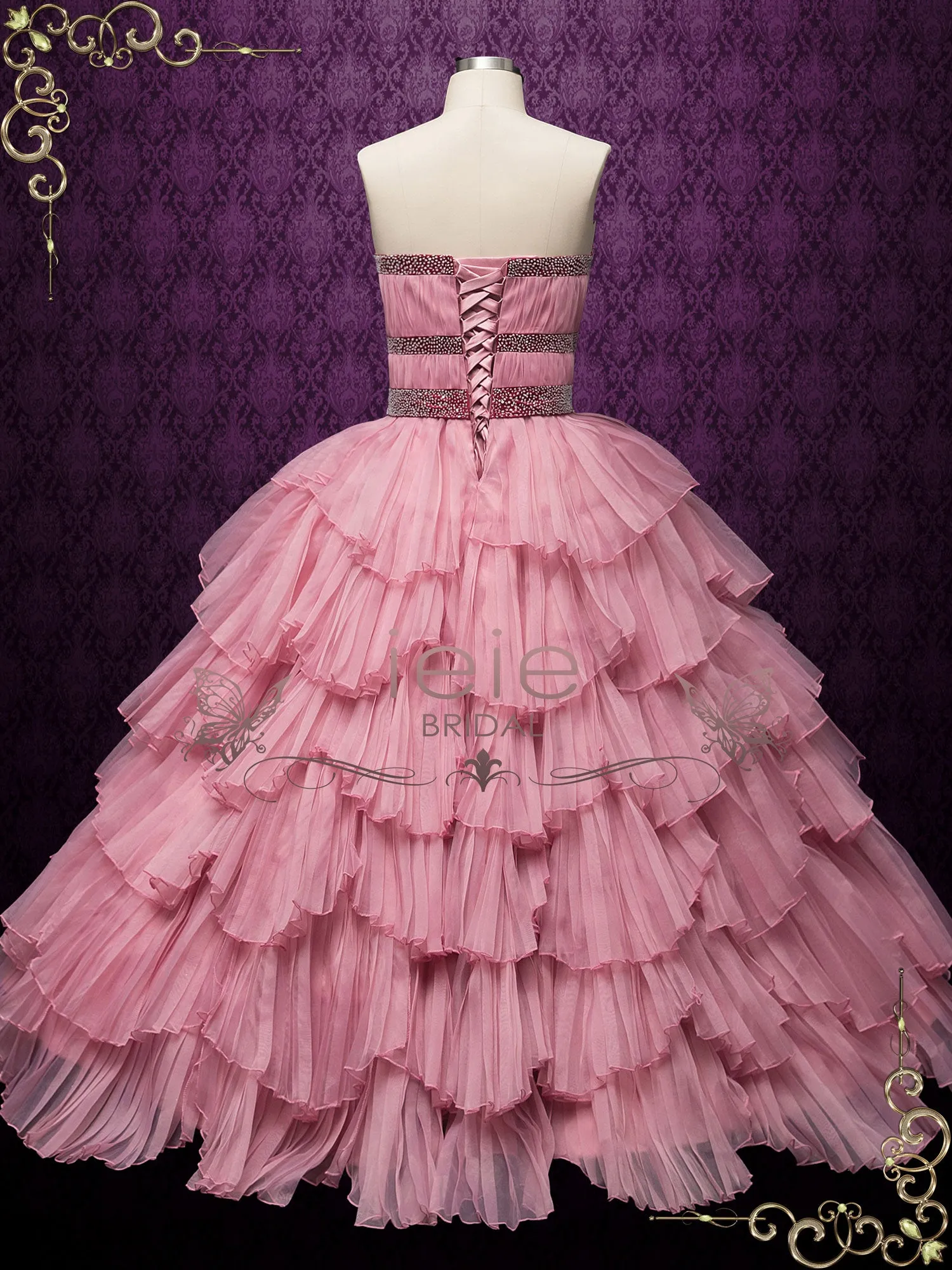Rose Pink Ball Gown Wedding Dress with Jacket RENATA