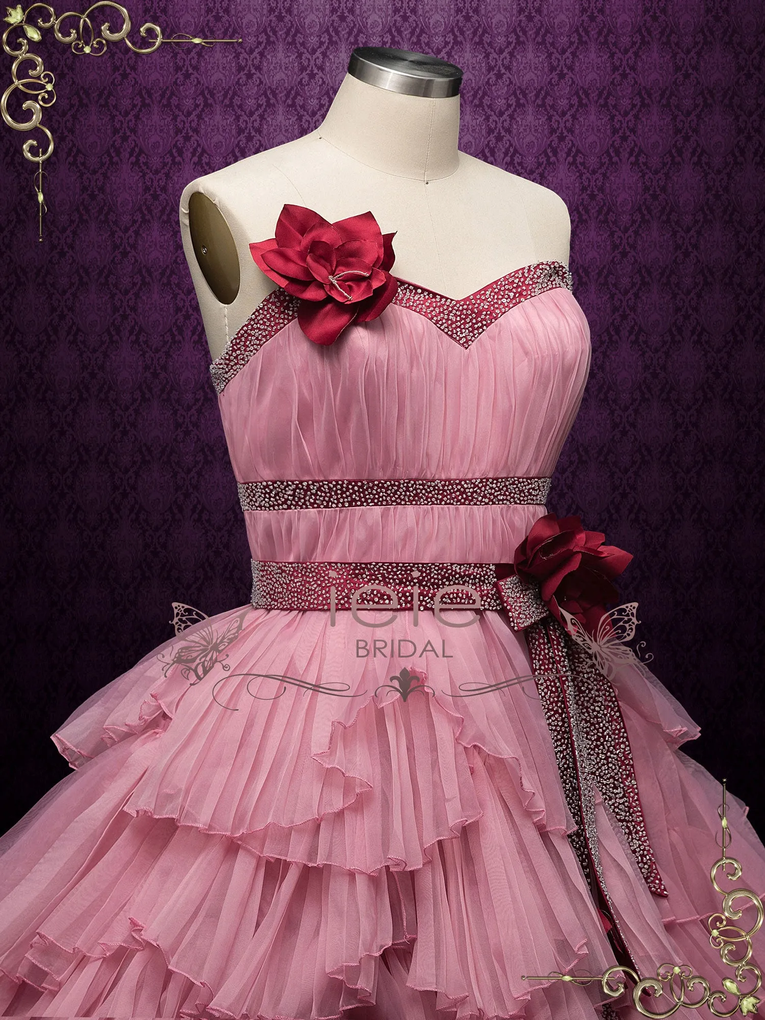 Rose Pink Ball Gown Wedding Dress with Jacket RENATA