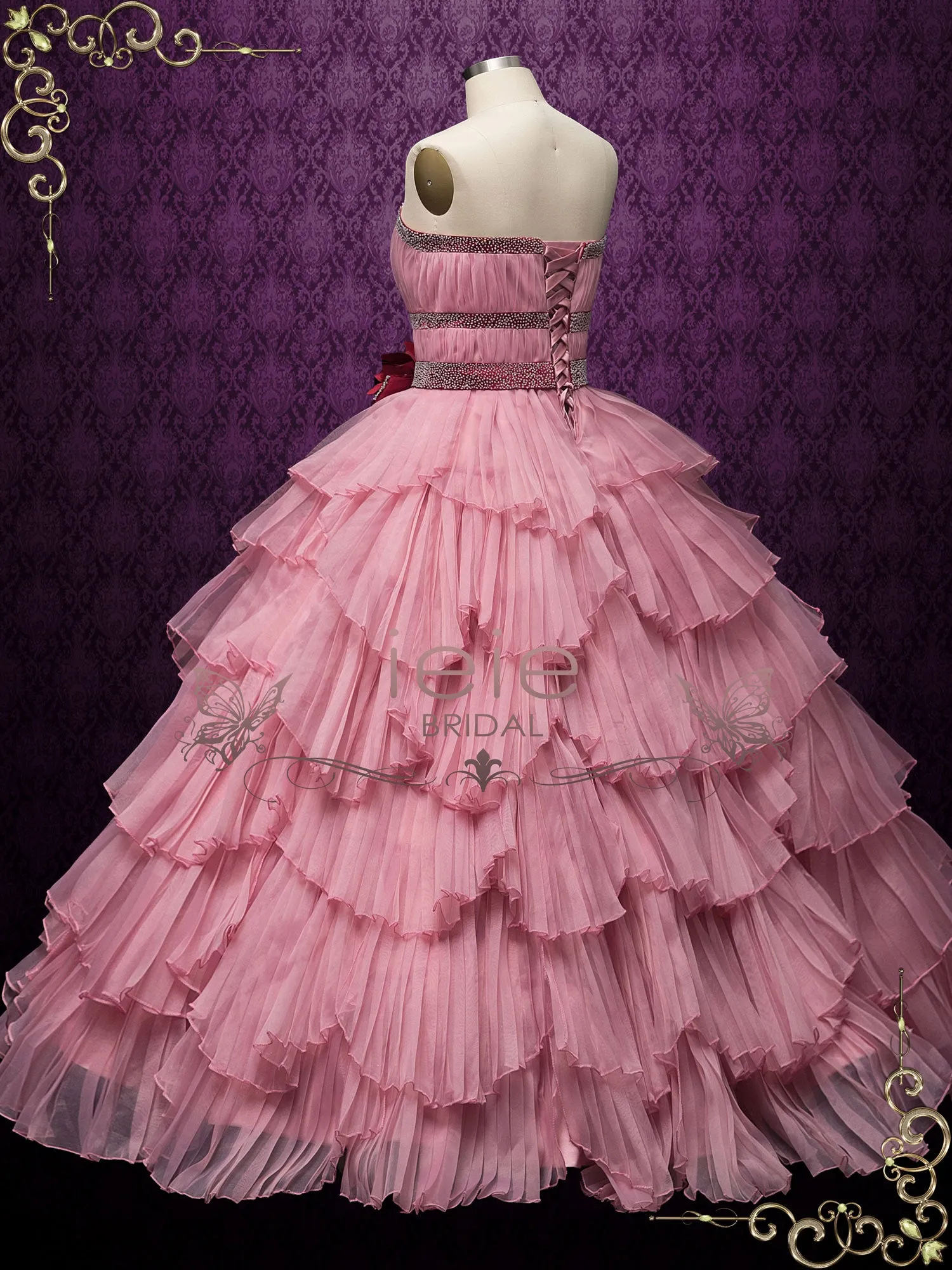 Rose Pink Ball Gown Wedding Dress with Jacket RENATA