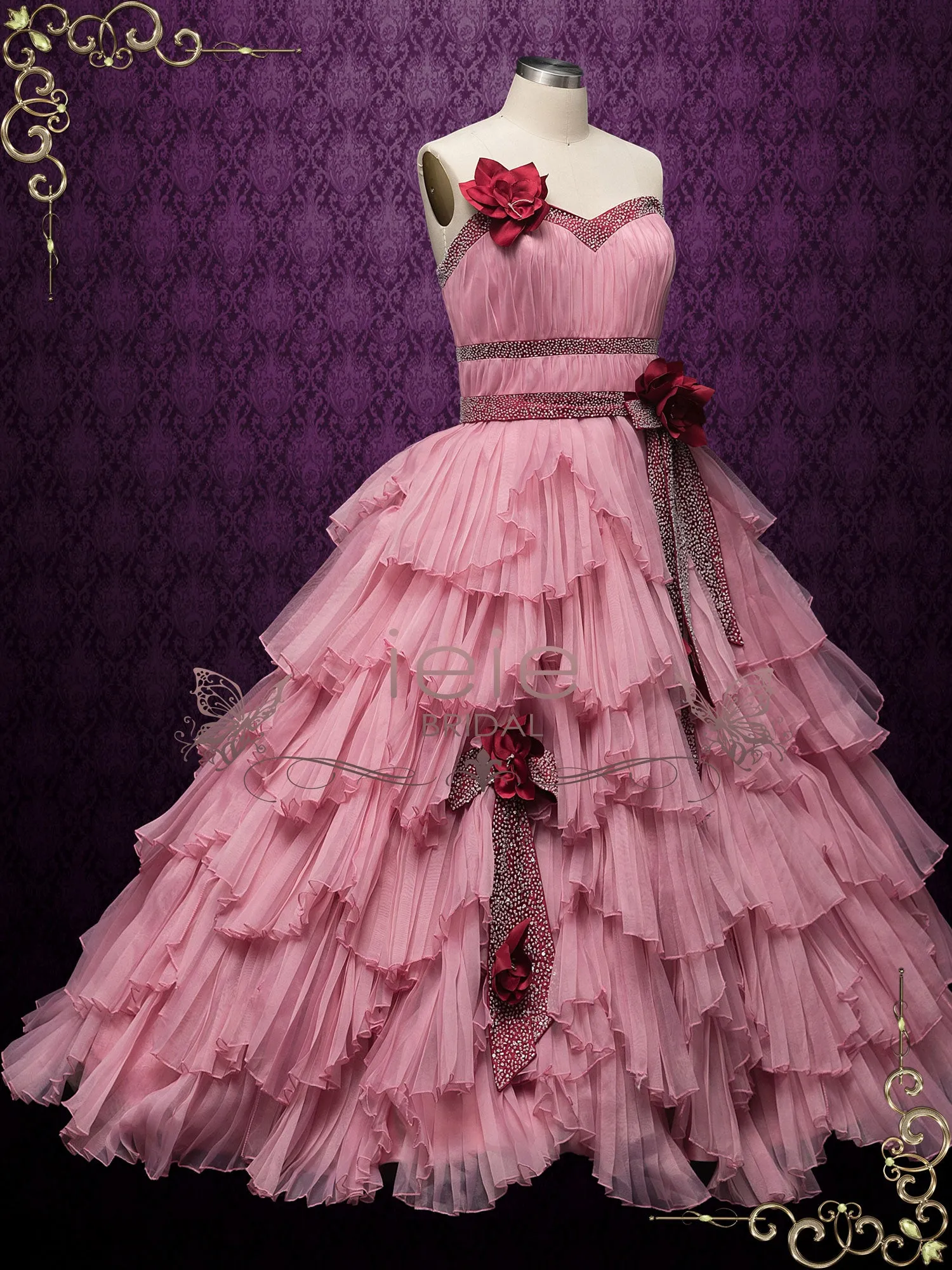 Rose Pink Ball Gown Wedding Dress with Jacket RENATA