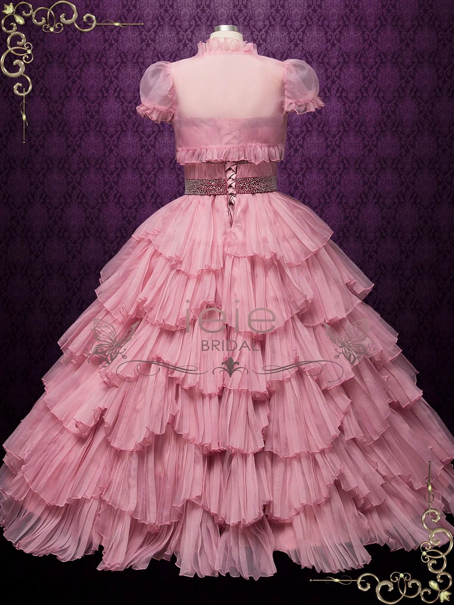 Rose Pink Ball Gown Wedding Dress with Jacket RENATA