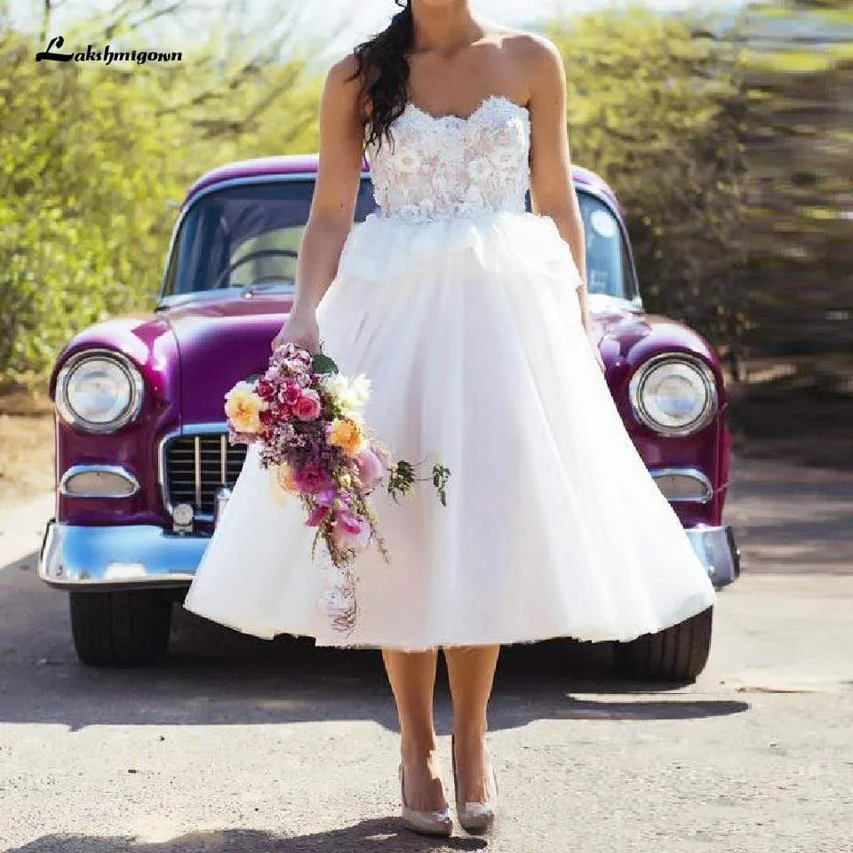 Roycebridal Bridal Tea Length Plus Size Wedding Dress Summer