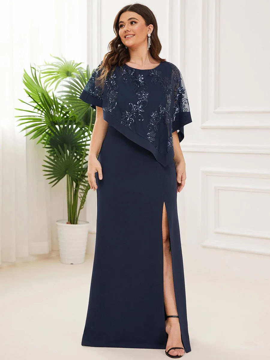 Roycebridal Karmen mother of the bride cape dress in navy Express NZ wide