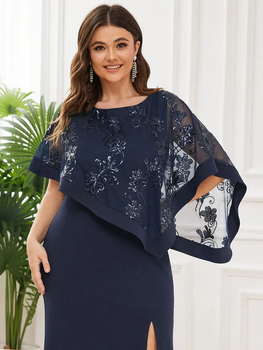 Roycebridal Karmen mother of the bride cape dress in navy Express NZ wide