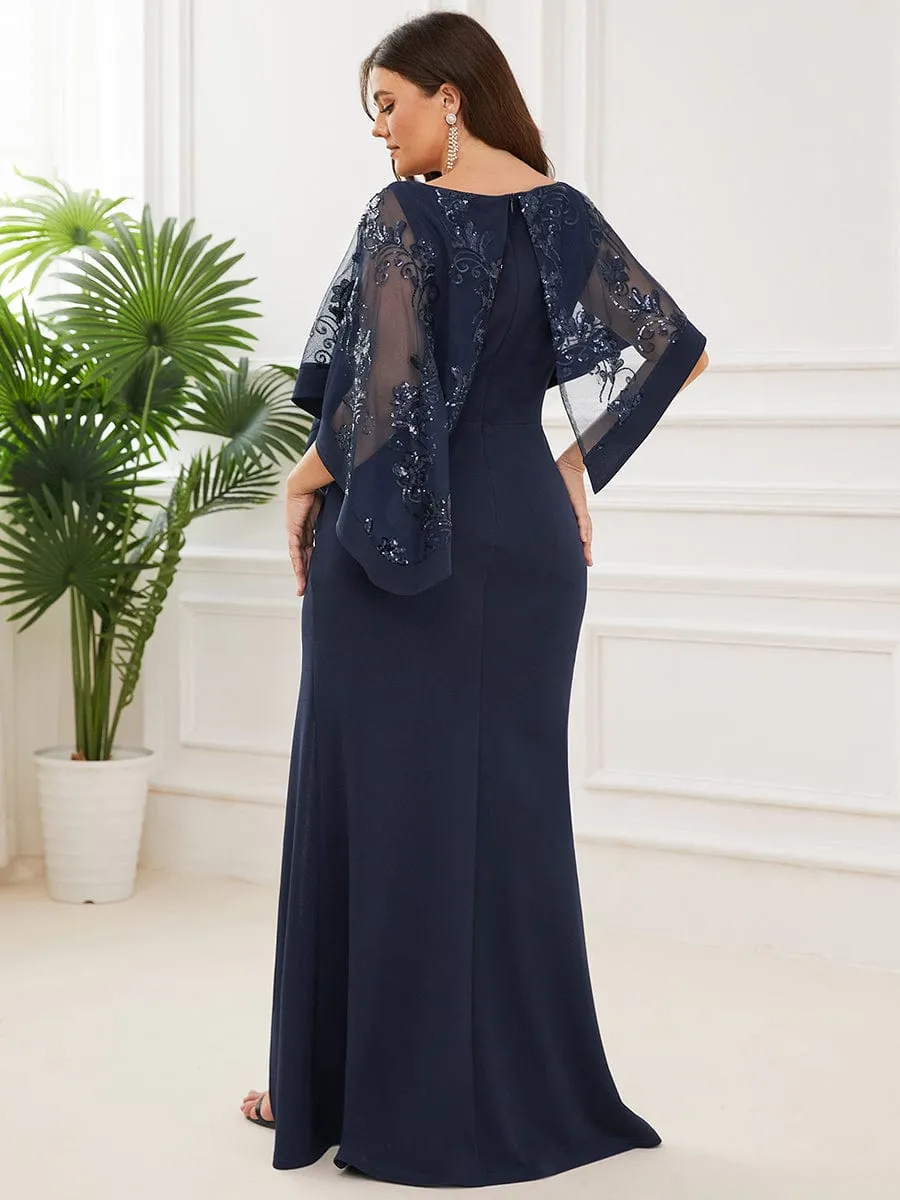 Roycebridal Karmen mother of the bride cape dress in navy Express NZ wide