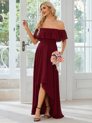 Ryley burgundy versatile off shoulder bridesmaid dress Express NZ wide