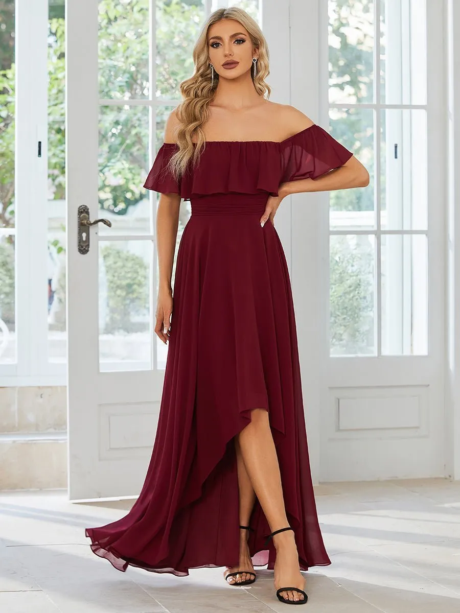 Ryley burgundy versatile off shoulder bridesmaid dress Express NZ wide