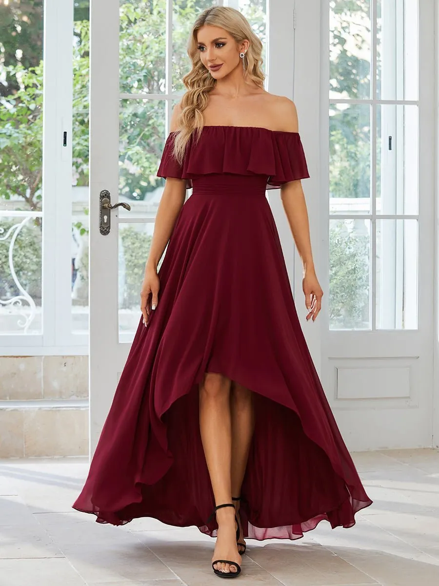 Ryley burgundy versatile off shoulder bridesmaid dress Express NZ wide