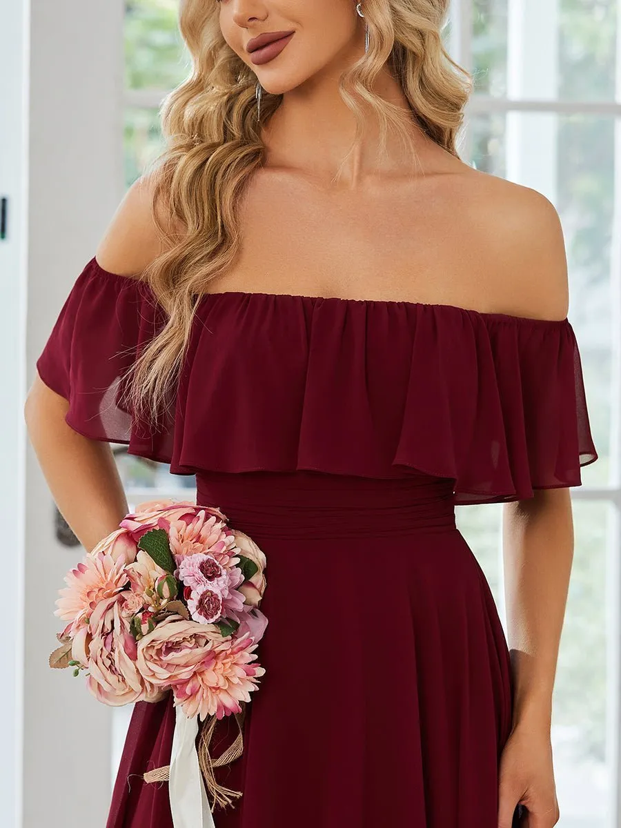 Ryley burgundy versatile off shoulder bridesmaid dress Express NZ wide