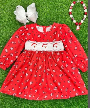 SANTA SMOCKED  DRESS