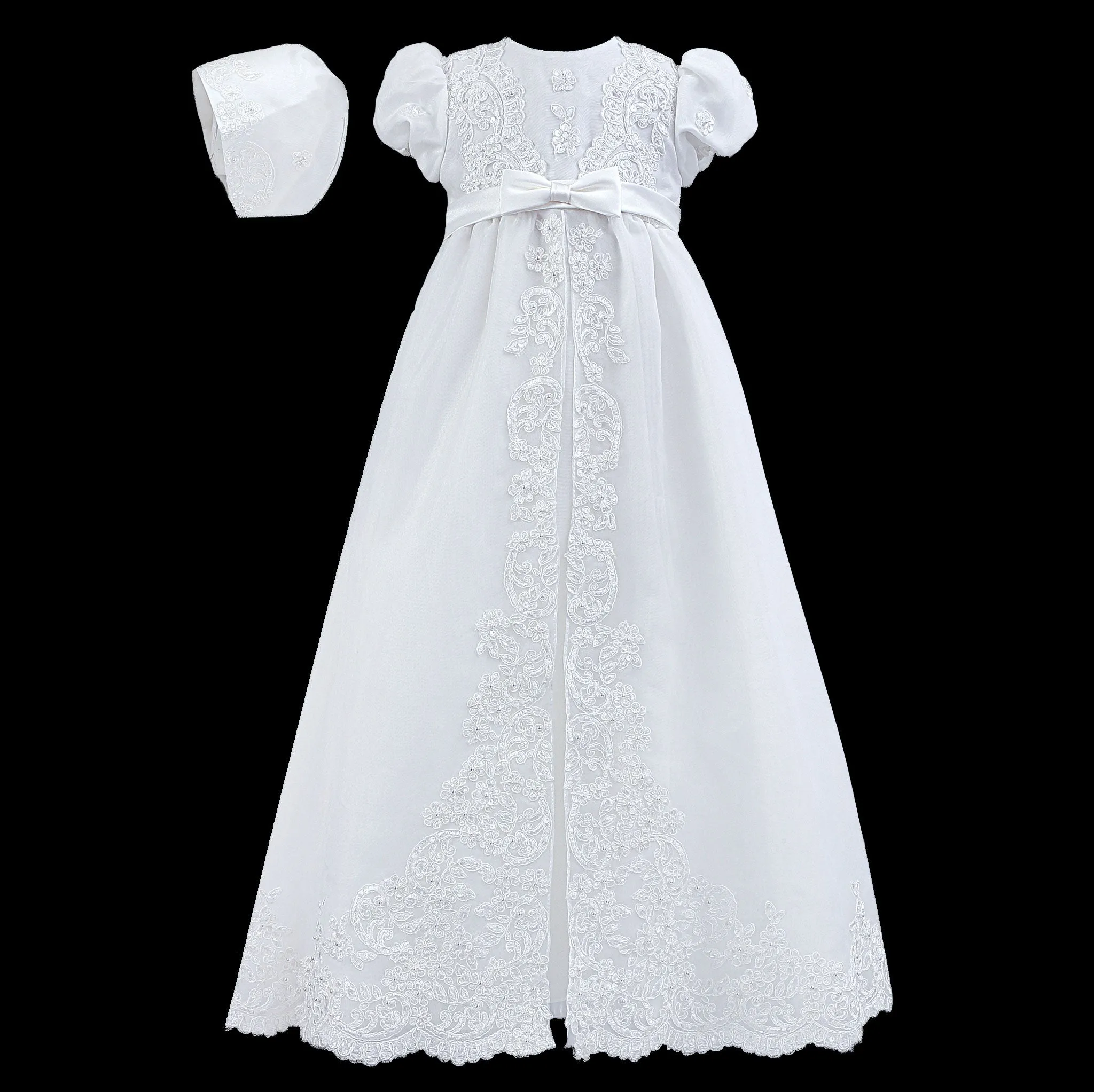 Sarah Louise Ceremonial Christening Gown and Bonnet - White - 001165