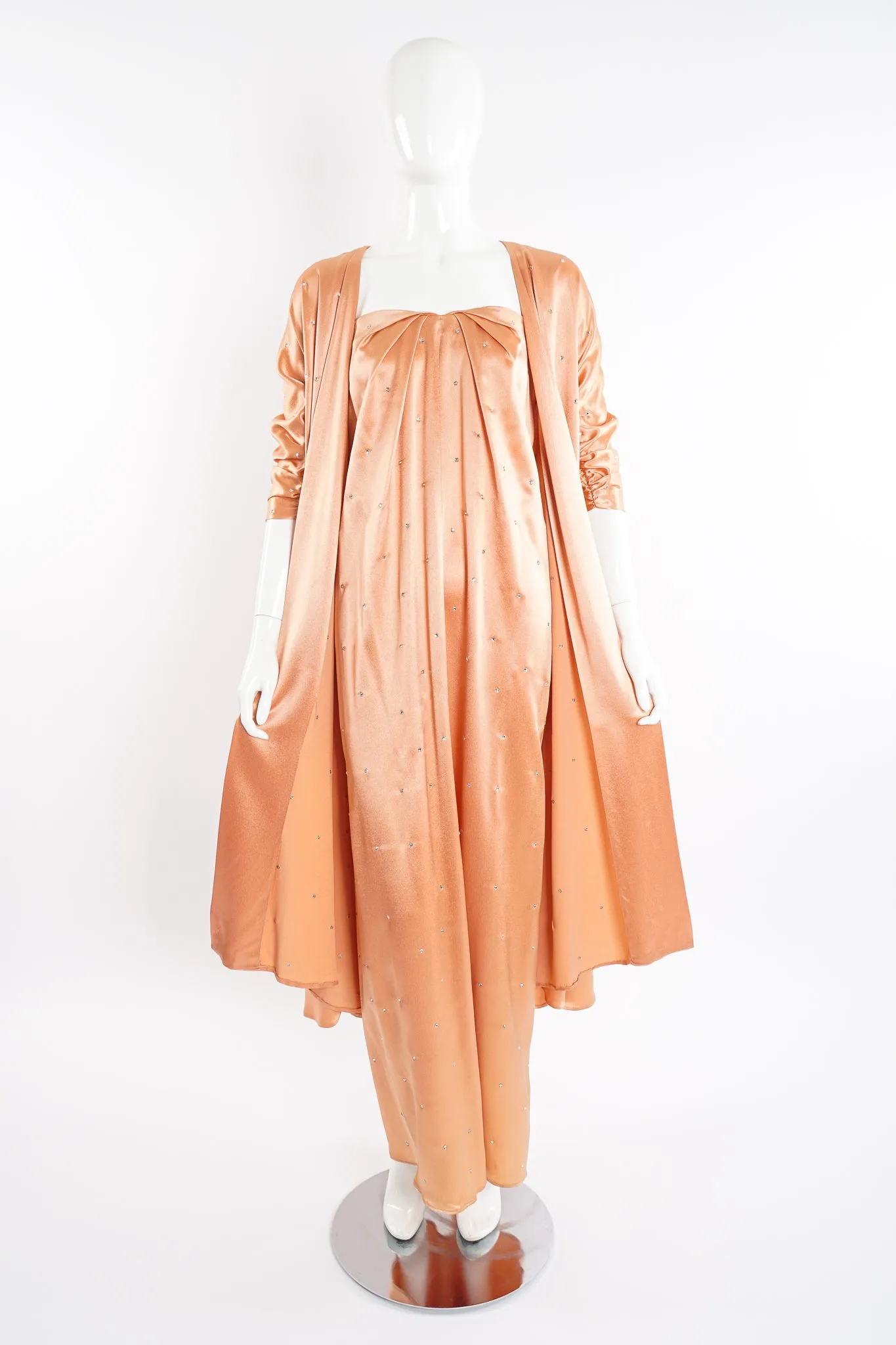 Satin Rhinestone Duster & Dress Set